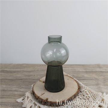 21 सेमी लंबा बुलबुला रिब्ड फ्लावर ग्लास vases